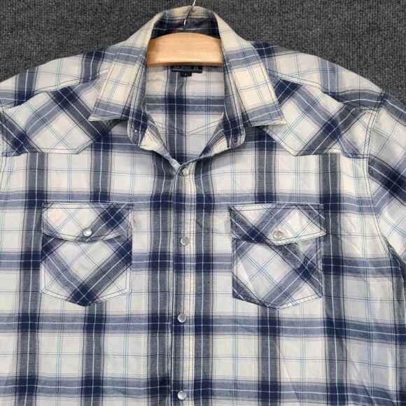 RK Brand Men's Western Snap Shirt Multi Large Short Sleeve Plaid Pockets - Picture 3 of 12